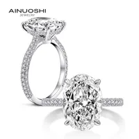 Ainuoshi S925 Sterling Sier Women&#039;s Ring Luxury 5 Egg Sona Diamond MJBB720