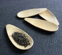 2021 Natürlicher Holz-Tee-Löffel 10,2 cm Mini ovale flache Form Bambus Tee Scoop Küchenlöffel Teezubehör