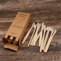 10 adet Bambu Diş Fırçası Çevre Dostu Ürün Vegan Diş Fırçası Gökkuşağı Siyah Ahşap Yumuşak Fiber Yetişkinler Seyahat Seti Yeni