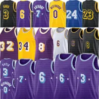 Carmelo Anthony Davis 7 3 6 23 Russell Westbrook Şehir Basketbol Jersey 13 Wilt Chamberlain 44 Jerry Westblue Mor Retro Gömlek 75th Yıldönümü Formaları