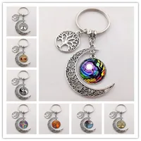 the Tree of Life Statement Keychain Art Photo Glass Moon Pendant Charm Diy Gift Jewelry