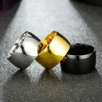 12MM Titanium Steel Men Ring Gold Black Silver Male Finger Ring Simple Design Men Women Rings Wholesale Price