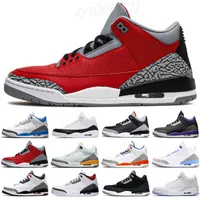 3 Seoul Scarpe da Basketball Shoes uomo Fragment Court Purple Black Cement Free Throw Line Fire Red 3s UNC Mens Trainer Sport Sneakers SX01