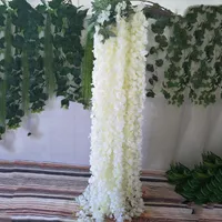 Decoratieve bloemen kransen hoge kwaliteit wit gesimuleerde wisteria garland 3 vorken kunstmatige zijde bloem string codering plant rotan voor
