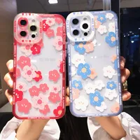 Cute Flower Clear Phone Case For iPhone 13 Pro Max 11 12 Pro Max X XR XS Max 7 8 Plus SE 2020 Shockproof Soft Back Cover Coque