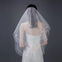 Gelin Veils Grosfairy 1.5 M Tek Katlı Beyaz Kırmızı Fildişi Zarif Peçe Basit Tül Evlilik Moda Düğün Aksesuarları
