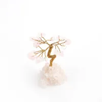 미니 자연 석영 크리스탈 트리 분재 스타일 Feng Shui Rose Quartz Tree Healing Crystal 홈 장식 부와 운