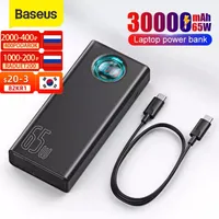 Banque Power Bank 30000MAH 65W PD Charge rapide QC3.0 Powerbank pour ordinateur portable Chargeur de batterie externe pour iPhone 13 Samsung Xiaomi
