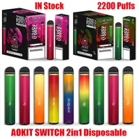 Original Aokit Switch 2in1 Einweggerät Kit E-Zigaretten 2200 Puffs 1000mAh Batterie 8,5ml Vorgefüllte Patrone Pod Vape Stick Pen vs Air Bar Max Lux 100% authentisch