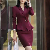Çalışma Elbiseleri Elbise Takım Elbise Ofis Bayanlar Zarif Örgün Kadın İş Blazer Ceket Kalem İki Parçalı Set Artı Boyutu Üniforma