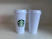 Heiße Starbucks -Tumbler Plastikbecher können transparent trinken Flachboden Tasse Säule Abdeckung Strohmilch Tee Tassen