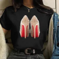 Женская футболка женская одежда женские черные летние мода леопардовый высокий каблук с коротким рукавом печать женские графические вершины