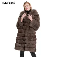 Women's Fur & Faux JKKFURS Women Winter Real Long Coat Natural Warm Jackets Fashion Style Overcoats S7350A