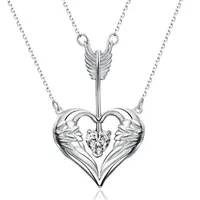 Pendentif Colliers Mode MultiLouche Arrow Wing Heart-Heart-Shaped Collier Crystal Crystal Clavicule Chaîne Femmes Bijoux Accessoires