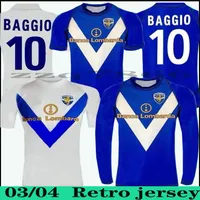 03 04 레트로 Brescia Baggio Calcio 축구 유니폼 홈 멀리 Caracciolo Pirlo Futbol Mauri 빈티지 축구 Camiseta 클래식 긴 소매 짧은 셔츠