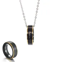 Cepillado mate tungsteno anillo de oro negro Nombre grabado personalizado Mantra personalizado Collar de joyería de acero inoxidable para hombres mujeres