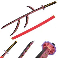Cosplay Demon Slayer Anime Kılıç Katana 40 inç Ahşap Bambu Bıçak Samuray Kılıçlar, Mevcut Birden Çok Model (Kokushibou)