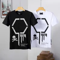 Ünlü Tasarımcı Markaları Erkekler T Gömlek Kafatası Tişört PP Phillip Düz Tişörtleri Yuvarlak Boyun Nakış Tasarımları Çiftler Tee Erkek Top SF TN Plus CC Hangbag