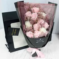 Hvayi 18 sztuk Sztuczne Mariage Róże Kwiat Bukiet Flores Plant Urodziny Boże Narodzenie Walentynki Walentynki Prezent Home Decor 210831