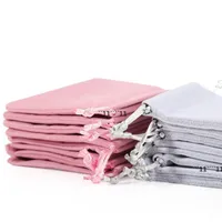 Nueva joyería de terciopelo cordón cordón de cordón bolsas de regalo rosa hielo gris a prueba de polvo bolsas de almacenamiento cosmético BBD11013