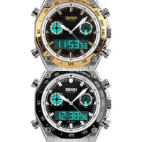 SKMEI Mode Sportuhr Männer Stainlsteel Dual Displayuhren 3bar Wasserdichte Luxus Armbanduhren Reloj Hombre Relojes X0524