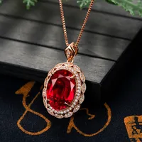 Boutique Royal Concubine Pigeon Blood Red Pendant Female Inlaid Zircon Oval Jewelry Gift