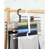 5 in 1 Multi-functional Trouser Storage Rack Adjustable Pants Tie Storage Shelf Closet Organizer Stainless Steel Clothes Hangersa39a11 a35