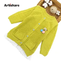 Artishare Kids Sweaters Teenage Girls Knitted Outerwear & Coats Lace Teenage Cardigan For Girl Clothes 6 8 10 12 14 YEAR 210528