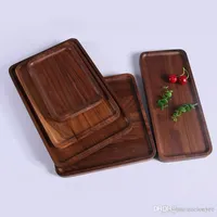 Rectangle Black Walnut Plates Delicate Kitchen Wood Fruit Vegetable Bread Cake Dishes Multi Size Tea Food Pizza Snack Trays XVT1606 T03