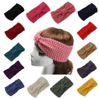 Hårtillbehör DIY Crochet Women Cross Headband Bowknot Turban stickade hårband öron varmare damer tjejer huvudbonader