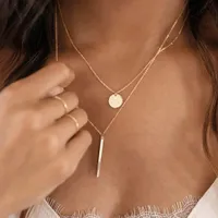 Богемская простая золотая цепь кулон ожерелье для женщин ретро монета длинная палка Choker ожерелье ювелирные изделия подарок