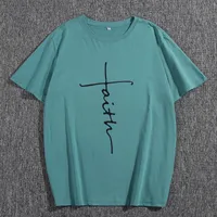 Men's T-Shirts High Quality Cotton T Shirt Faith Letter Graphic Shirts Short Sleeve O Neck Summer Tees Tops Streetwear Clothing