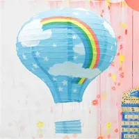 Lanterna di carta da stampa arcobaleno 30 cm 1pc Air Air Balloon Decorazione di cerimonia nuziale Camera da letto per bambini Appeso decorazioni festa di compleanno Q0810
