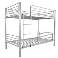 Мебель для спальни Оптовая Дизайн Сталь Двухэтажный Железный Двухместный Кровать с Лестницей для Детских Двухместный Размер Серый
