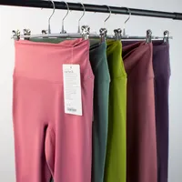 LU Lycra Fabric Comprehensive Training Yoga Pants High Waist Sports Gym Wear Leggings Elastic Fitness Lady Outdoor Trousers W-style 25''