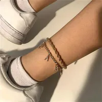 Anklets Ankel Armband Smycken För Kvinnor Kristall Rhinestone Vintage Leg Kedja Anklet Boho Beach Tillbehör