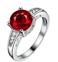 Real Rojo Garnet Sólido Sterling Silver Ring 925 Stampe Women Jewelry 6mm Crystal Boda Banda de boda Enero Cumpleaños Piedra de nacimiento R016RGN 3EXJI MO2YD