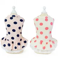 Summer Dot Puppy Dog Cat Dresses for Yorkies Chihuahua Clothing Soft Cotton Lace Pet Clothing for Dogs Cats Pets Skirt Dress 39 R2