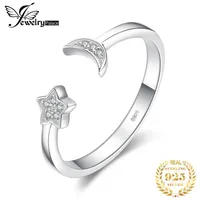 Cluster Rings Jewelrypalace Moon Star 925 Sterling Silver för kvinnor Öppna stapelbara ringbandsmycken fina