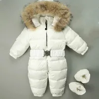 Manteau 2021 Style Down Veste pour bébés nés garçons et filles chaudes siamois épais collier de fourrure hiver