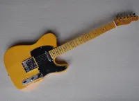 黄色いカエデのフレットボード、黒いピックガードを持つ6つの文字列黄色のエレキギター、リクエストとしてカスタマイズできます