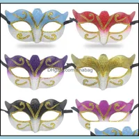 Festliche Vorräte Home GardenMasquerade Upper Hälfte Venezianische Masken Party Fancy Kleid Maske mit Gold Glitter Drop Lieferung 2021 Nertoa
