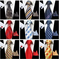 Klassiska mens slipsar sätter 51 design 100% silke nacke hanky manschettknapp 8cm pläd striped tfor människa affärer bröllopsfest
