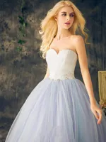 Partykleider Schatz Prom Kleid Ballkleid Licht lila Multi Color Layer Rock trägerlos Schnürung langer Kristallabend