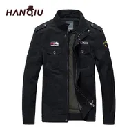 Мужские куртки Hanqiu мужские военные армии бренда бомбардировщик куртка верхняя одежда вышивка милитрар пальто Jaquula Masculino