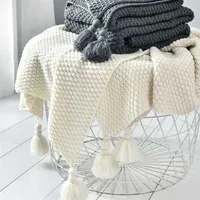 Couverture de couverture de couverture de canapé de style nordique SIESTE SIESTA Châle en laine tricotée Loisirs Climatisation 211106