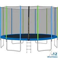 16 meter trampolin USA lager för barn med säkerhetskåp netto stege och 12 vindstake runda utomhus rekreation trampoline A03 A35