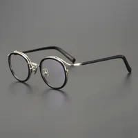 أزياء النظارات الشمسية إطارات النظارات الرجعية إطار الرجال عتيقة مصممة جولة التيتانيوم النظارات البصرية قصر النظر قصر النظر القراءة للمرأة الوصفة الطبية