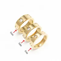 Anillo de amor de oro de acero de titanio 4 mm 5mm 6mm hombres mujeres parejas rosa anillos de oro para el regalo de amante Compromiso de boda