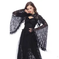 Sjaals Dames Victoriaanse Vintage Gothic Lace Hollow Out Cape Shawl Asymmetrical Sleeve Retro Tippet Cosplay Halloween Middeleeuws Kostuum